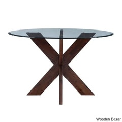 Smiley Best 4 Seater Round Glass Top Dining Set