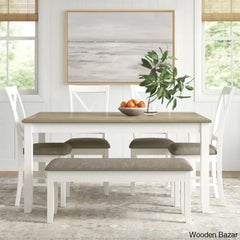 Sonny New 4 Seater Wooden Crafted Dining Table Set - Bazar 5 Seater