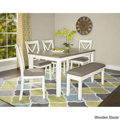 Sonny New 4 Seater Wooden Crafted Dining Table Set - Bazar