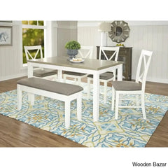 Sonny New 4 Seater Wooden Crafted Dining Table Set - Bazar