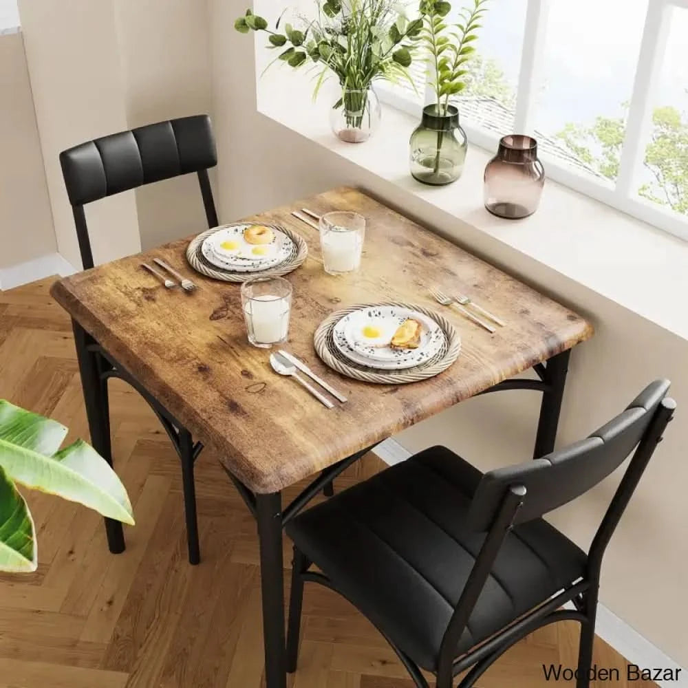 Sorrow New 2 Seater Dining Table Set For Modern Living Rustic Brown