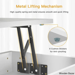 Sparta Black Lift Top Extendable Coffee And Center Table With Storage