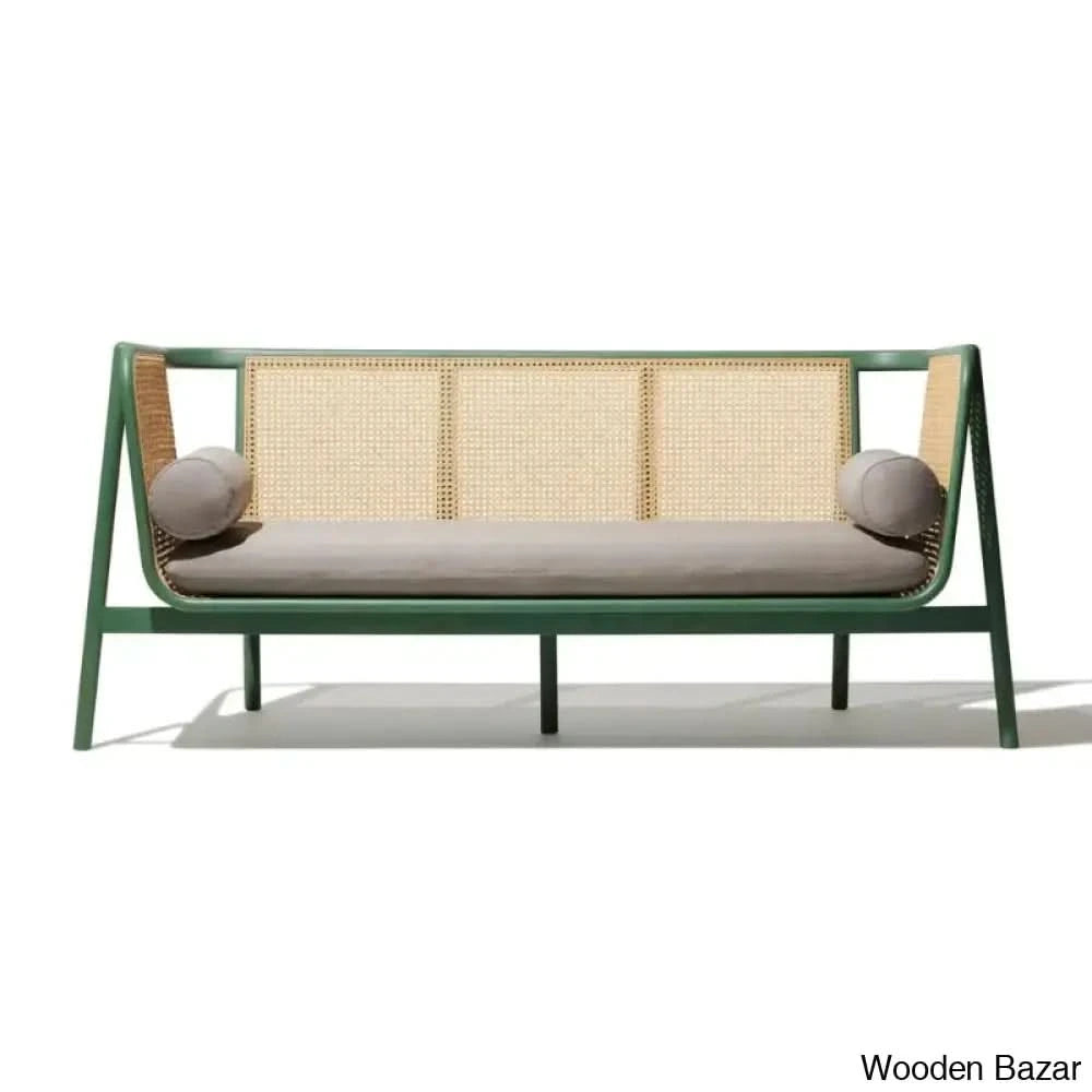 Sriner Modern Cane Rattan 3 Seater Sofa For Odern Living - Wooden Bazar