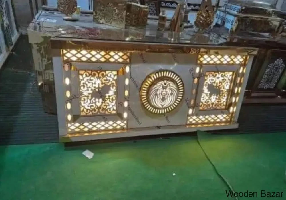 Stainless Steel Wedding Golden Buffet Counter - Wooden Bazar