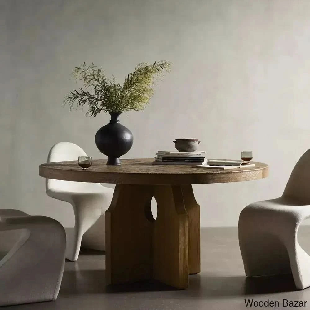 Stark Natural Round Wooden Dining Table With Stylish Design
