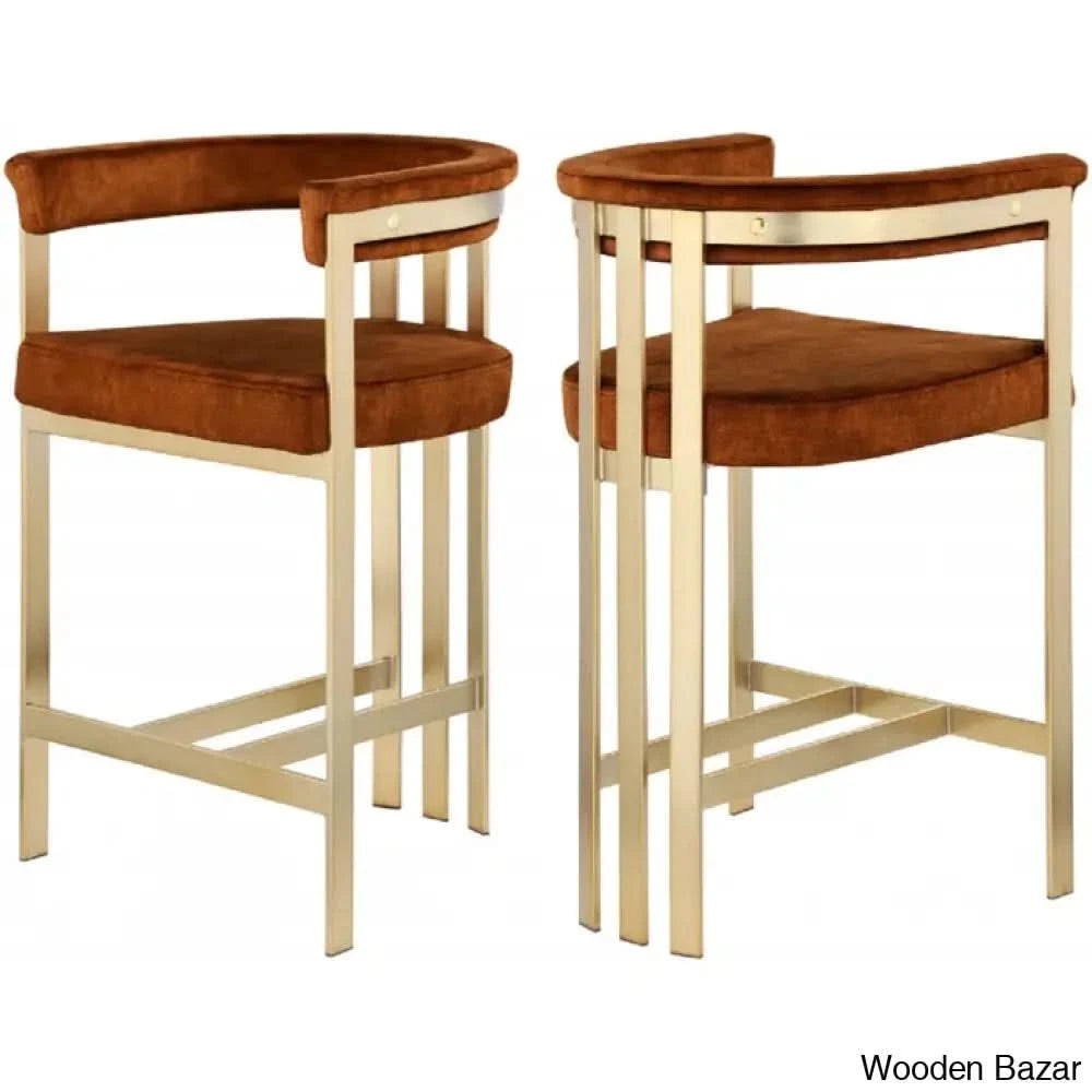 Stasiaz Upholstered Swivel 26.4’’ Counter And Bar Stool With Metal Frame (Set Of 2)