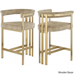 Stasiaz Upholstered Swivel 26.4’’ Counter And Bar Stool With Metal Frame (Set Of 2)