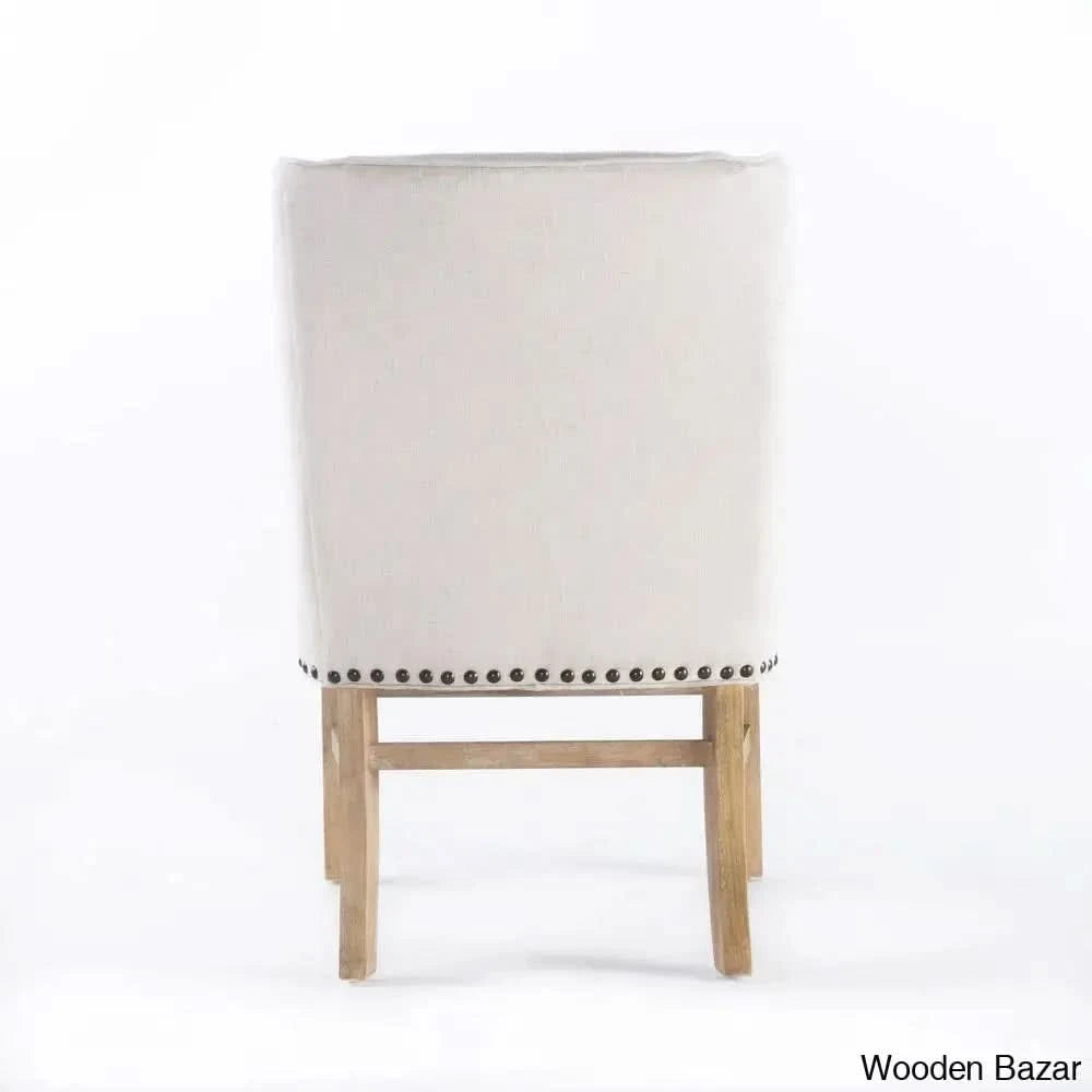 Stylish Linen Upholstered Dining Set With Natural Solid Wood