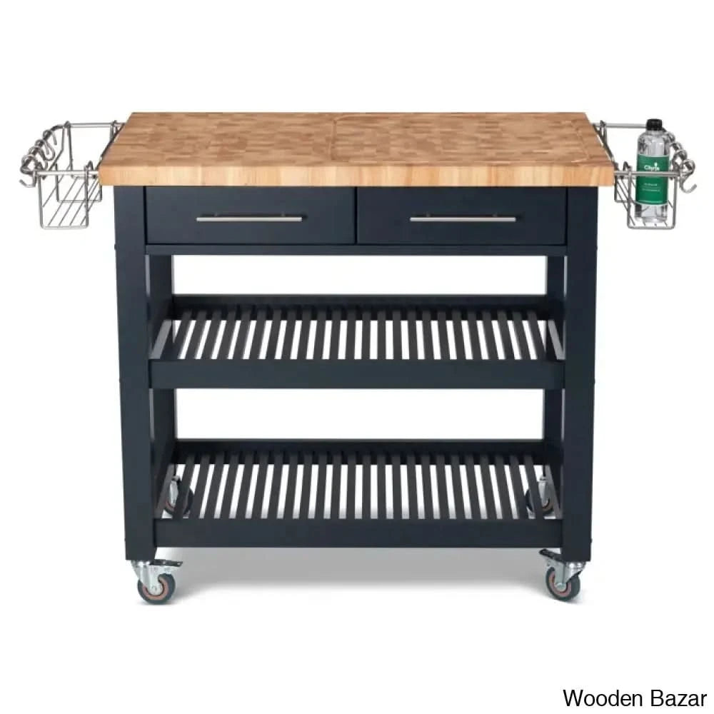 Sydney 38.30āā Wide Rolling Kitchen Cart Trolley Cart Cabinet Kitchen Island With Storage