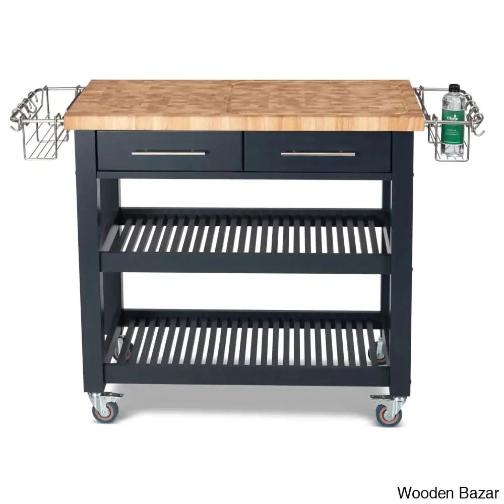 Sydney 38.30āā Wide Rolling Kitchen Cart Trolley Cart Cabinet Kitchen Island With Storage