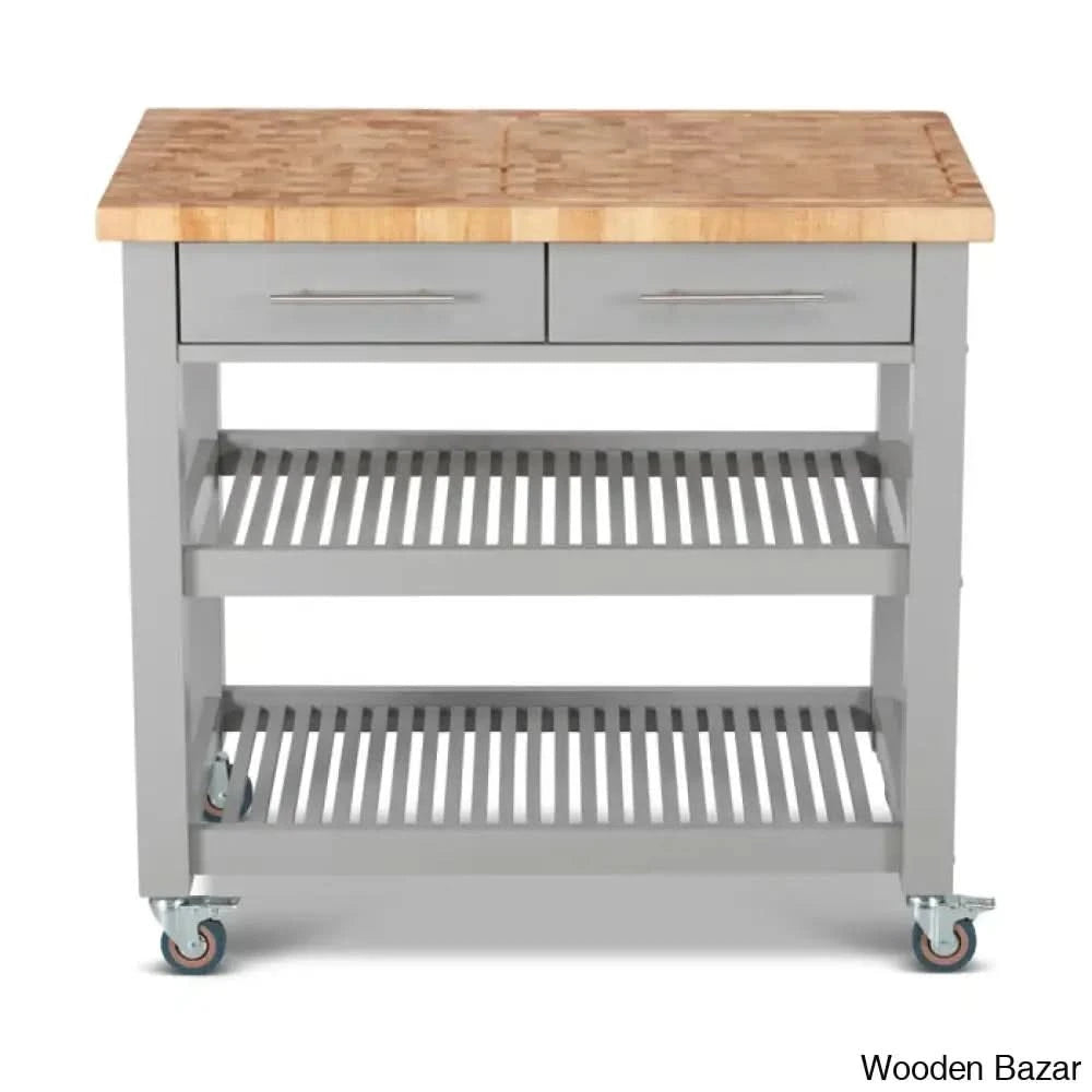 Sydney 38.30āā Wide Rolling Kitchen Cart Trolley Cart Cabinet Kitchen Island With Storage Light Gray