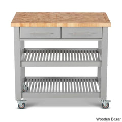 Sydney 38.30āā Wide Rolling Kitchen Cart Trolley Cart Cabinet Kitchen Island With Storage Light Gray