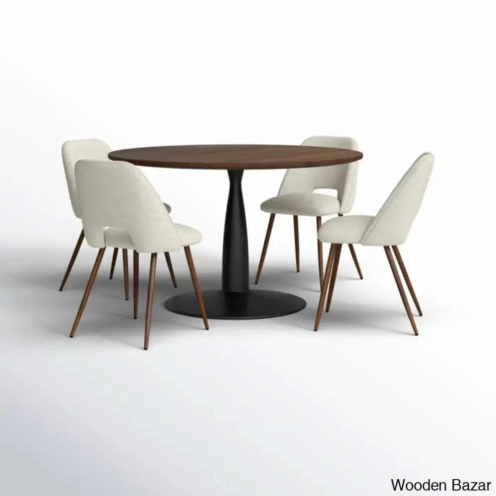 Syster Latest 4 Seater New Pedestal Dining Set - Wooden Bazar