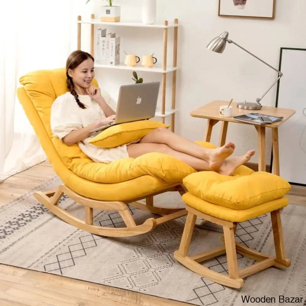 Buy Teak Wood Rocking Chair with Footrest Wooden Bazar