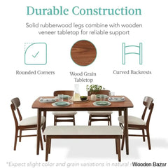 Tessie Stylish 6 Seater Dining Table Set In Wooden