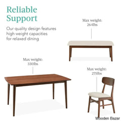 Tessie Stylish 6 Seater Dining Table Set In Wooden