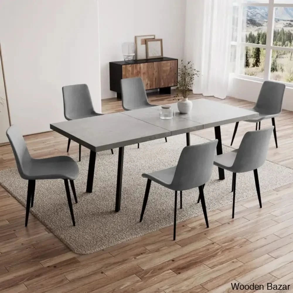 Toxen Latest 6 Seater Extendable Dining Set Gray