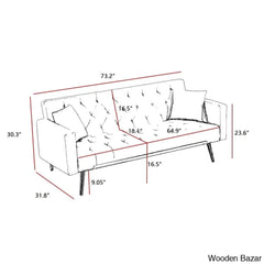 Tremblay Luxury 3 Seater Foldable Chesterfield Sofa Bed In Cream White Color