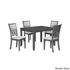Twain Modern 4 Seater Solid Wood Top Dining Table Set