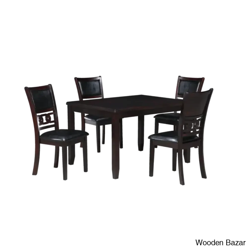 Twain Modern 4 Seater Solid Wood Top Dining Table Set