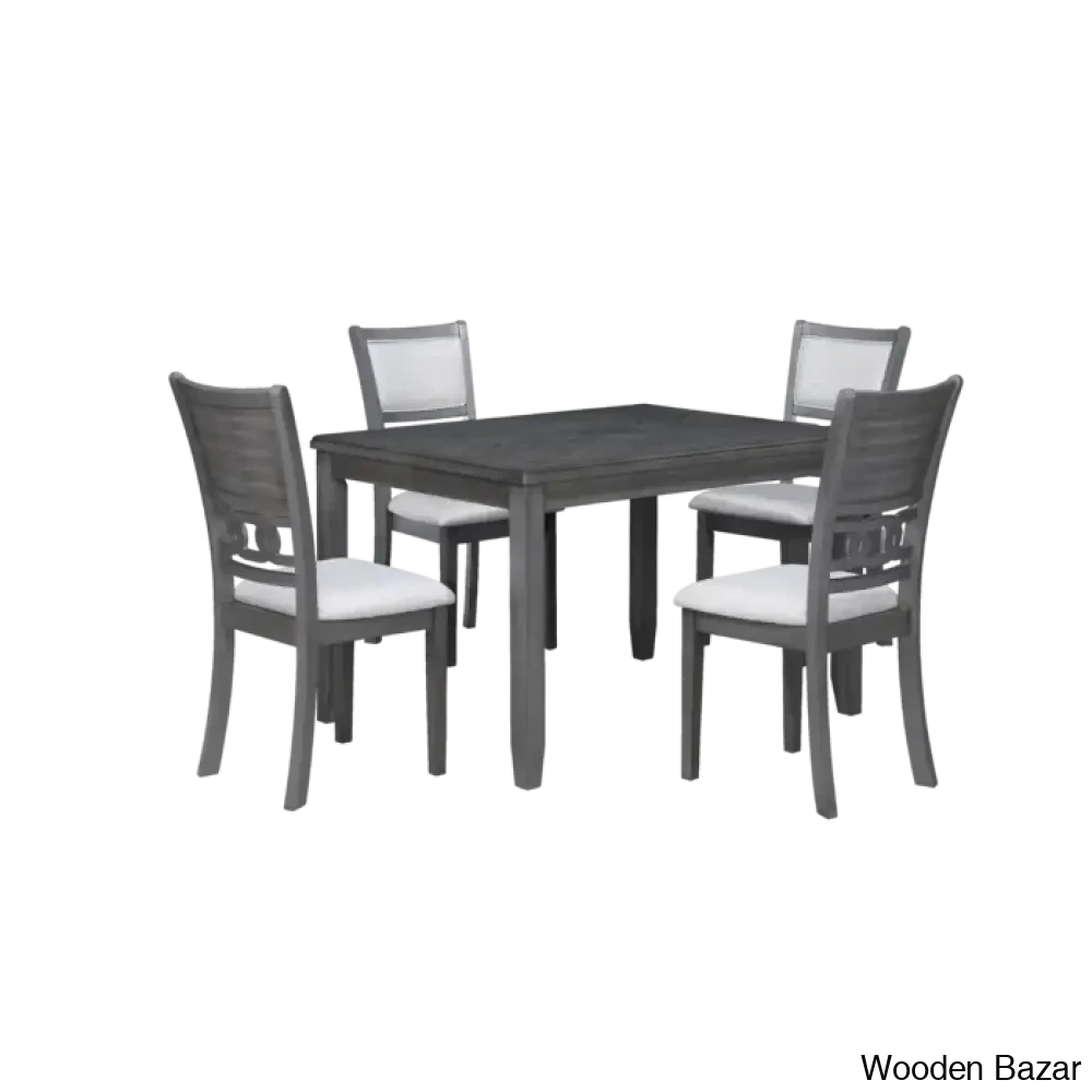 Twain Modern 4 Seater Solid Wood Top Dining Table Set