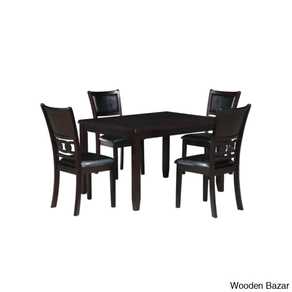 Twain Modern 4 Seater Solid Wood Top Dining Table Set