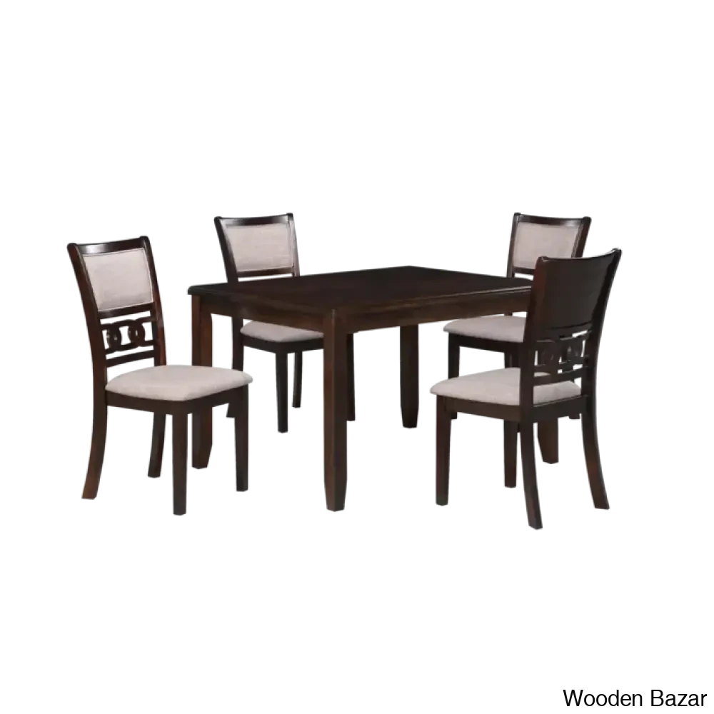 Twain Modern 4 Seater Solid Wood Top Dining Table Set