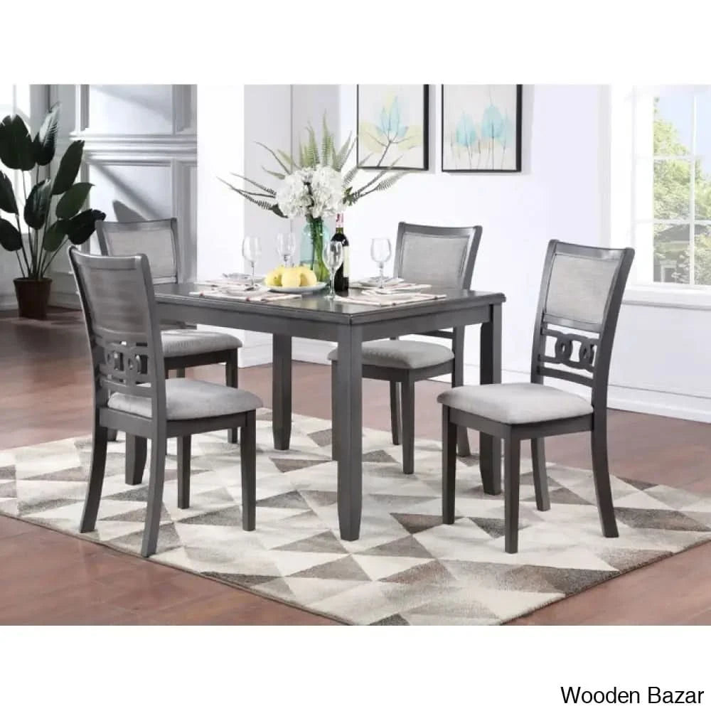Twain Modern 4 Seater Solid Wood Top Dining Table Set