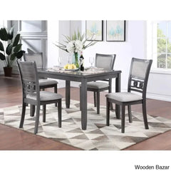 Twain Modern 4 Seater Solid Wood Top Dining Table Set