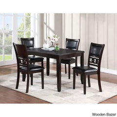 Twain Modern 4 Seater Solid Wood Top Dining Table Set Ebony