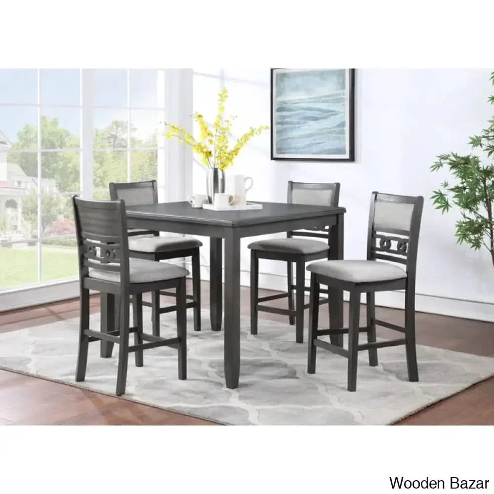 Twain Modern 4 Seater Solid Wood Top Dining Table Set Grey