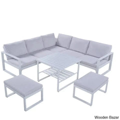 U_Style Industrial Outdoor Sofa Set - 2 Loveseats 1 Single Benches & Table For Versatile Patio
