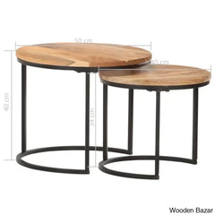 Unio Nesting Tables Rough Wood (Set Of 2) Coffee And Center Table