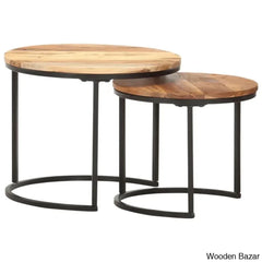 Unio Nesting Tables Rough Wood (Set Of 2) Coffee And Center Table