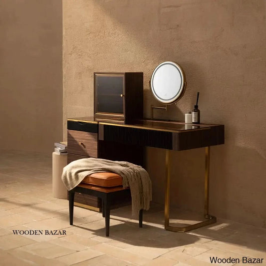 Vanity Dressing Table With Lighted Mirror And Stool