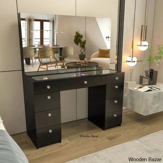 Vanity Dressing Table With Mirror Black