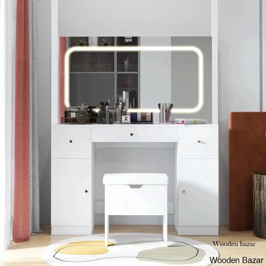 Vanity Dressing Table With Mirror Light And Stool