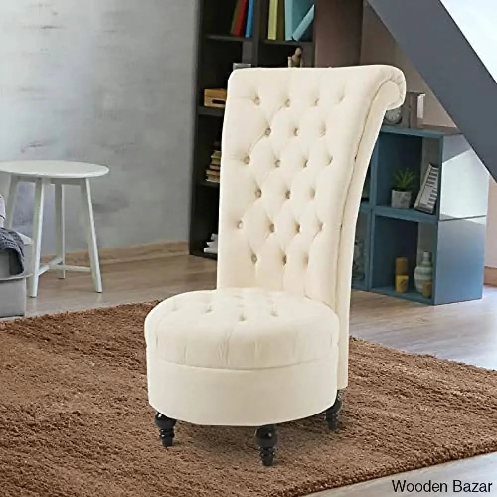 Velvet High Back Accent Tufted Royal Throne Retro Armless Chair for Lounge, Living Room and Bedroom