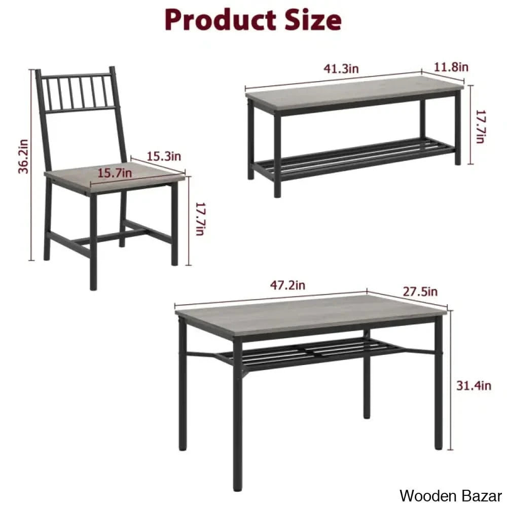 Versatile Rectangular Dining Set Modern Farmhouse Rustic And Industrial Style For 4