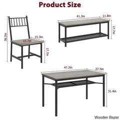 Versatile Rectangular Dining Set Modern Farmhouse Rustic And Industrial Style For 4