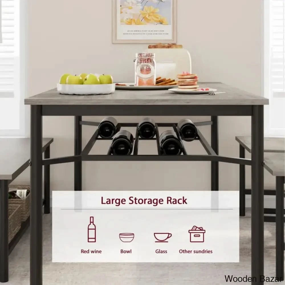 Versatile Rectangular Dining Set Modern Farmhouse Rustic And Industrial Style For 4