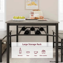 Versatile Rectangular Dining Set Modern Farmhouse Rustic And Industrial Style For 4