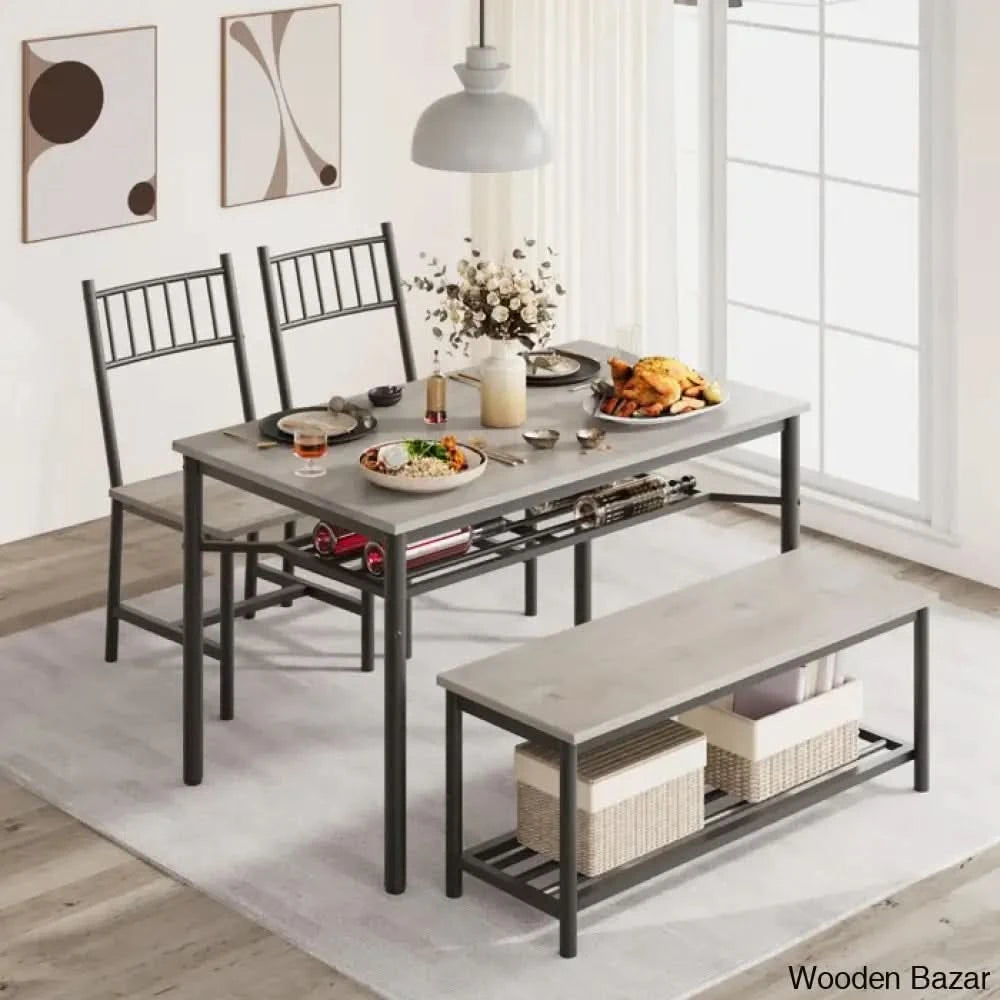 Versatile Rectangular Dining Set Modern Farmhouse Rustic And Industrial Style For 4