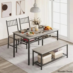 Versatile Rectangular Dining Set Modern Farmhouse Rustic And Industrial Style For 4