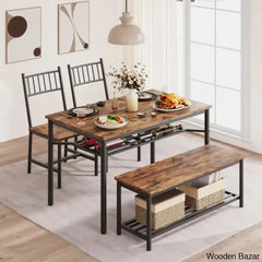 Versatile Rectangular Dining Set Modern Farmhouse Rustic And Industrial Style For 4
