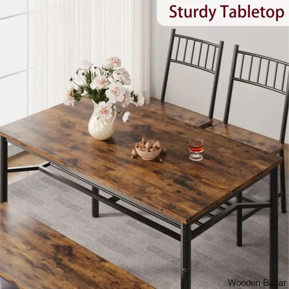 Versatile Rectangular Dining Set Modern Farmhouse Rustic And Industrial Style For 4