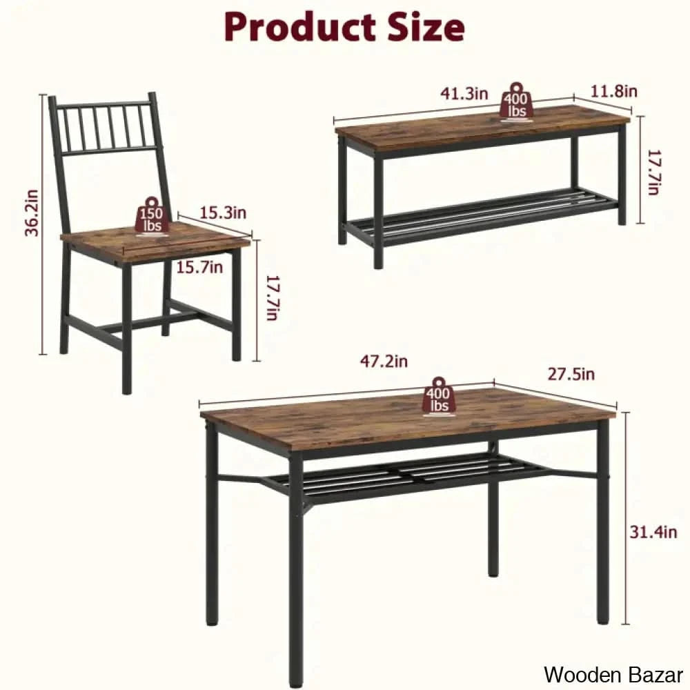 Versatile Rectangular Dining Set Modern Farmhouse Rustic And Industrial Style For 4