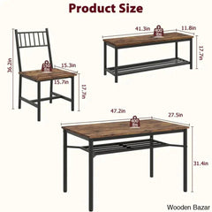 Versatile Rectangular Dining Set Modern Farmhouse Rustic And Industrial Style For 4