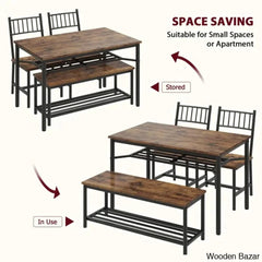 Versatile Rectangular Dining Set Modern Farmhouse Rustic And Industrial Style For 4