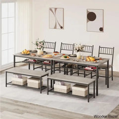 Versatile Rectangular Dining Set Modern Farmhouse Rustic And Industrial Style For 4